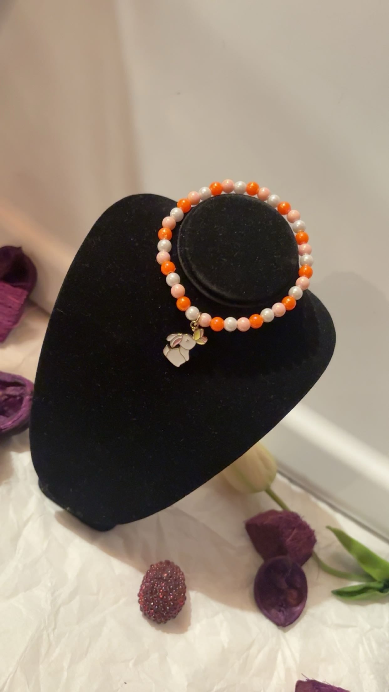 Orange bunny bracelet