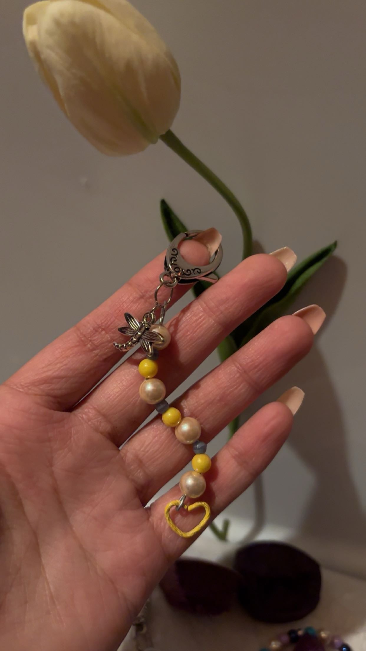 Yellow Dragonfly bag charm